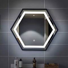 Зеркало с подсветкой и антизапотевателем черное Ensli 13448 HEXAGON 12W