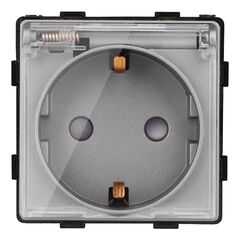 Розетка без рамки Socket Style 16A шторки с прозрачным колпачком серый