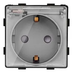 Розетка без рамки Socket Style 16A шторки с прозрачным колпачком серый