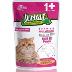 Корм мокрый для стерильный кошек Jungle говядина 100гр
