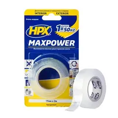 Скотч двусторонний прозрачный HPX UM1902 19 мм/ 2 м