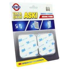 საკიდი ჩამკეტით წებოვანი Boss Tape 60x60 მმ 2 ც გამჭვირვალე