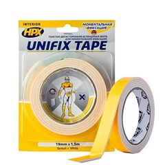 წებოვანი ლენტი ორმხრივი სქელი HPX Unifix Tape UF1915 19 მმ 1.5 მ თეთრი