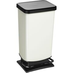 Trash can with pedal Rotho 40L PASO black-white