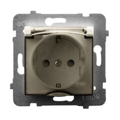 Power socket grounded with cover no frame Ospel Aria GPH-1US/m/27/d 1 sectional IP44 beige