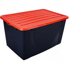 Storage box plastic with lid Aleana LLC black/orange 40 l