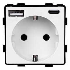 Розетка без рамки Socket Style 16A шторки USB-A C 3.1A 20W белый
