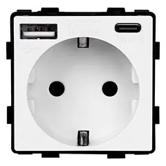 Розетка без рамки Socket Style 16A шторки USB-A C 3.1A 20W белый