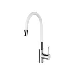 Смеситель для кухни с гибким изливом белый Rubineta TW30078 Twister-33 (WT)