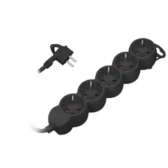 Extension cable VIRONE 5 5m 3 1.5mm² Schuko black