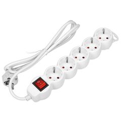 Extension cable VIRONE 5 3m 3 1.5mm² Schuko switch white