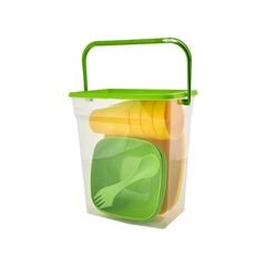 Plastic tableware set Aleana olive-yellow