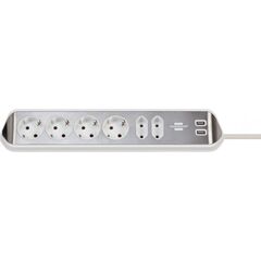 Удлинитель уголовой 6 Brennenstuhl 2м 2 USB серебро белый