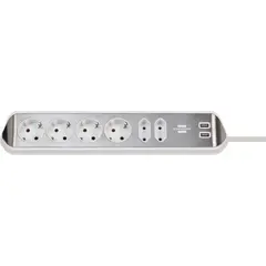 Удлинитель уголовой 6 Brennenstuhl 2м 2 USB серебро белый