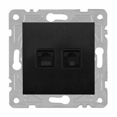 Socket RJ45 RJ11 black QUAD