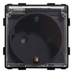 Розетка без рамки Socket Style 16A шторки с прозрачным колпачком черный
