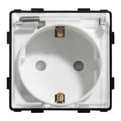Розетка без рамки Socket Style 16A шторки с прозрачным колпачком белый