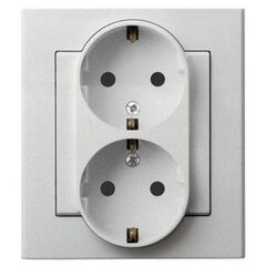 Power socket grounded Ospel Sonata GP-2RSP/38 2 sectional matt silver