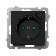 როზეტი დამიწებით Ospel Sonata GP-1RSPUSB/m/33 1 განყოფილებიანი + USB შავი