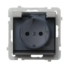 Power socket grounded with cover Ospel Sonata GPH-1RS/m/38/d 1 sectional IP44 silver matt