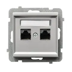 Computer socket CAT 5E Ospel Sonata GPK-2R/K/m/38 2 sectional matt silver
