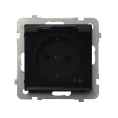 Power socket grounded with cover no frame Ospel Sonata GPH-1RS/m/33/d 1 sectional IP44 black