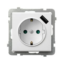 Розетка OSPEL 1 16A USB с заземлением