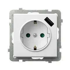 როზეტი OSPEL 1 16A USB დამიწებით