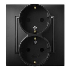 Розетка OSPEL 2 82x88x22 с заземлением черная