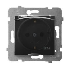 Power socket grounded with cover no frame Ospel Aria GPH-1US/m/33/d 1 sectional IP44 black