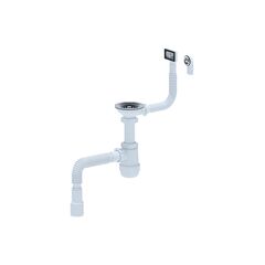 Сифон для кухонной мойки с переливом и гибкой трубой ANI PLAST A0145EUDIY 1/2" 40х40/50мм