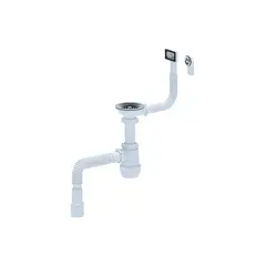 Сифон для кухонной мойки с переливом и гибкой трубой ANI PLAST A0145EUDIY 1/2" 40х40/50мм