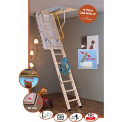 სხვენის კიბე Minka Polar 60 მმ 70x120x2800 მმ ხის