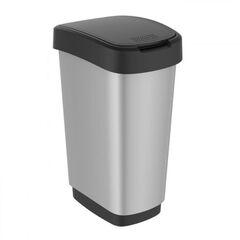 Trash can Rotho 25 L TWIST silver