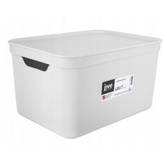 Storage basket with lid Rotho DECO 16L white