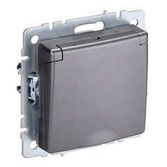 როზეტი IEK BRITE 16A IP44 RSbsh10-3-44-BrS დამიწებით ჩარჩოს გარეშე