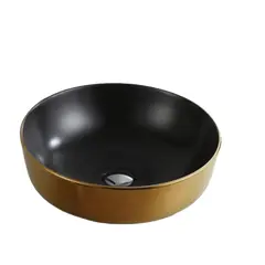 ხელსაბანი დასადგამი Osis Art basin 8434GYH black/gold 42x14 სმ