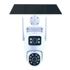 კამერა გარე სათვალთვალო Smart Home ორმაგი ობიექტივით მზის პანელით 4G SIM Card 4MP IP66