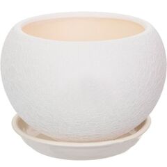 Flower Pot-Sphere Ceramic White Silk 1,4l