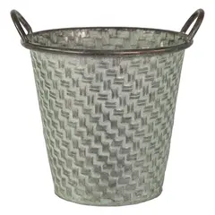 Metal pot Mega Collections Folks Plait Round Low Old Green D24H12.5