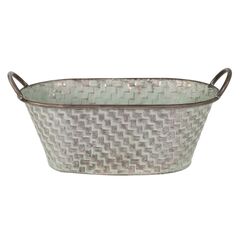 The pot metal Mega Collections Folks Plait Oval Tub Old Green L36.5W20.5H14