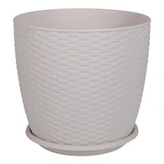 Pot plastic Aleana Rotang with stand 30x27,5cm white rose