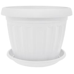 Plastic flower pot with stand Aleana Terra 20x15 white