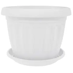 Plastic flower pot with stand Aleana Terra 20x15 white