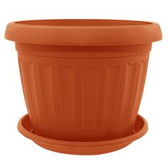 Plastic flower pot with stand Aleana Terra 20x15 terracotta