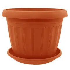 Plastic flower pot with stand Aleana Terra 20x15 terracotta