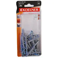 Дюбель - гвоздь 6x40 мм с воротником Koelner 18 шт B-FXK-06K040 блист