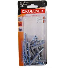 დიუბელი-ლურსმანი 6x40 მმ Koelner 18 ც B-FXK-06L040  ბლისტი