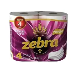 Бумага туалетная Zebra Perfume 4 слоя 4 шт
