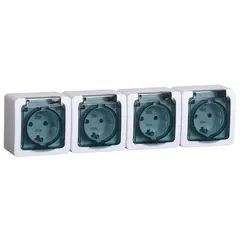 Розетка с заземлением IEK ERMP42-K03-16-54-EC 4 местная IP54 с крышкой